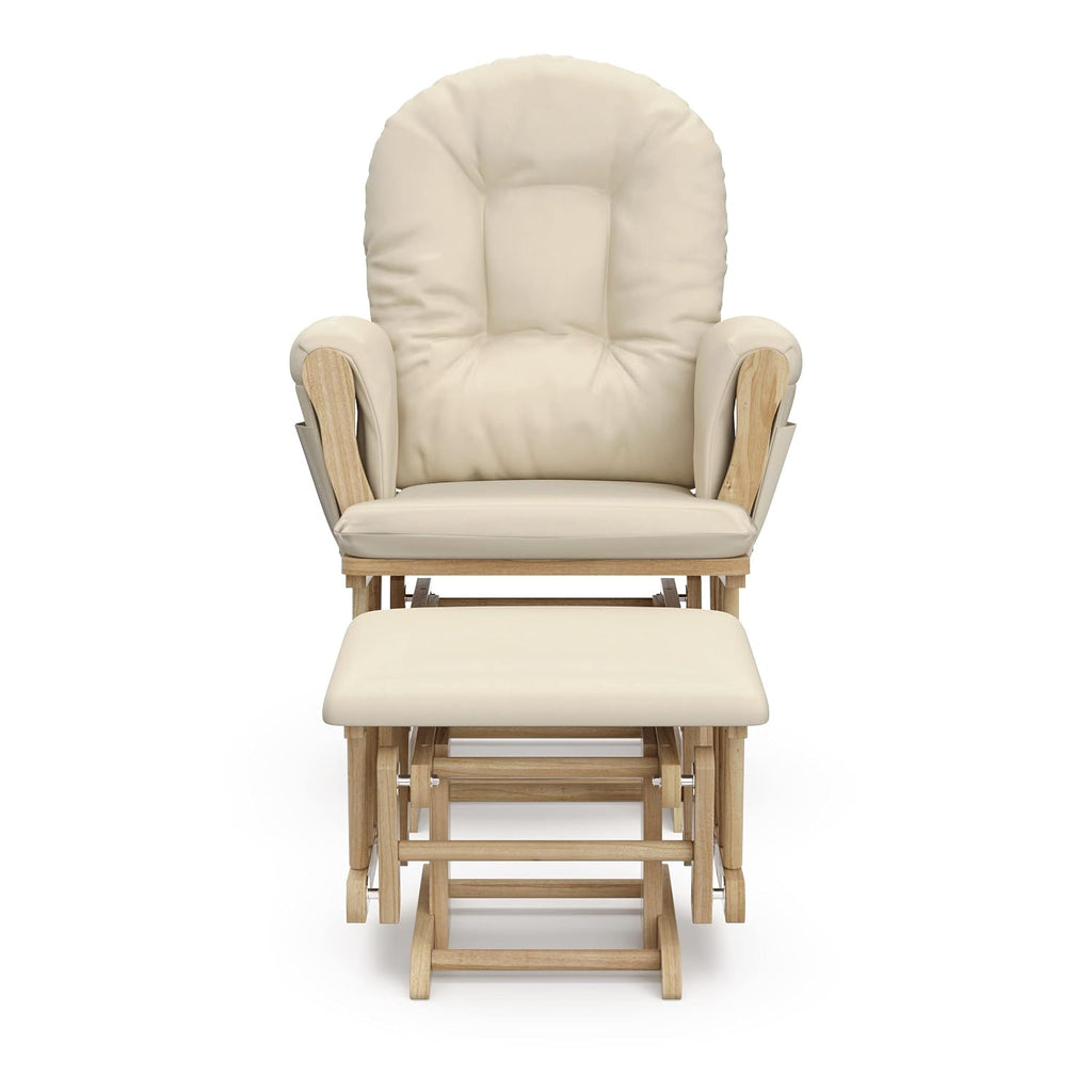 Storkcraft Premium Hoop Glider & Ottoman (Natural/Beige) — GREENGUARD Gold Certified Nursery Glider, Solid Wood Craftsmanship, Smooth-Gliding Nursery Chair and Ottoman, Award-Winning