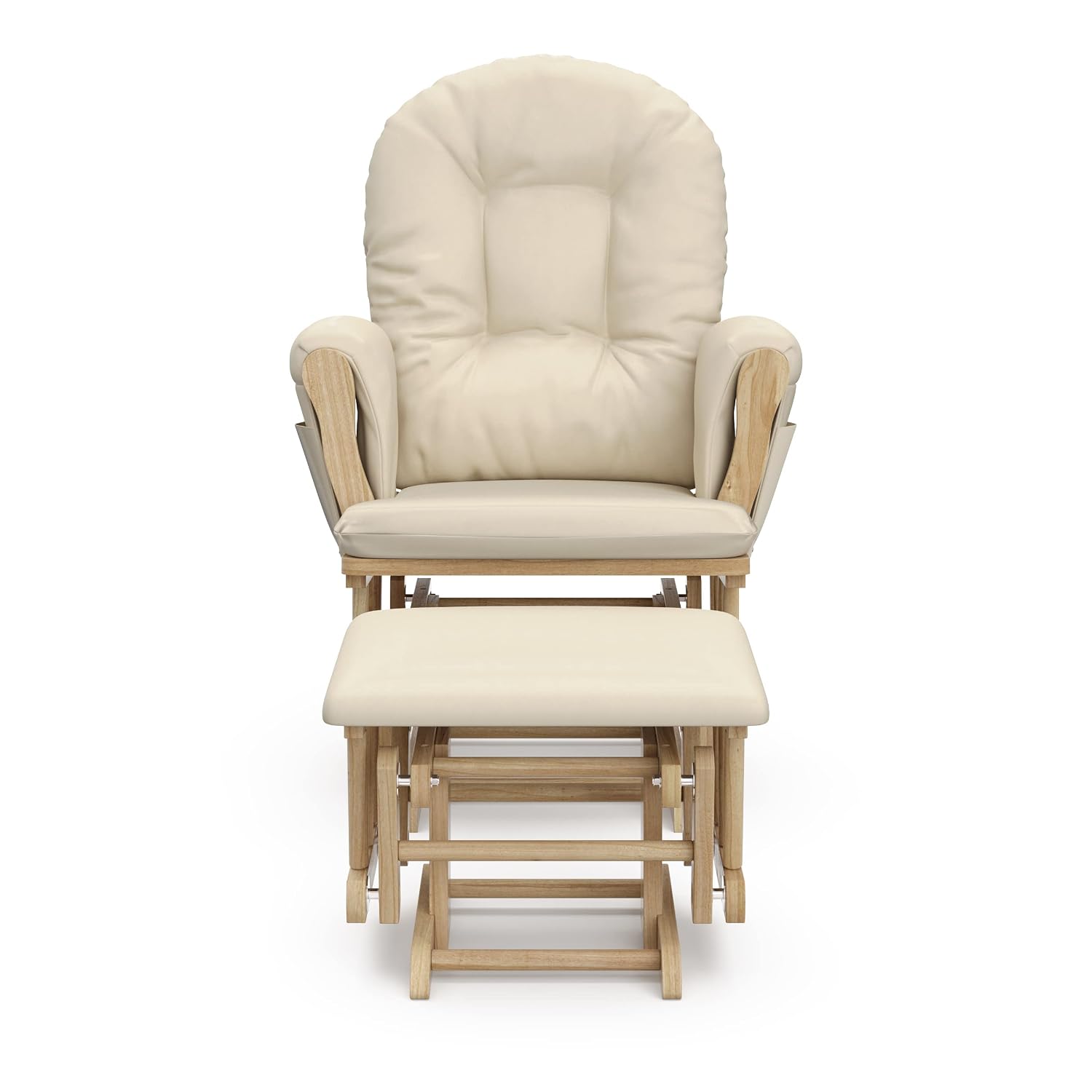 Storkcraft Premium Hoop Glider & Ottoman (Natural/Beige) — GREENGUARD Gold Certified Nursery Glider, Solid Wood Craftsmanship, Smooth-Gliding Nursery Chair and Ottoman, Award-Winning