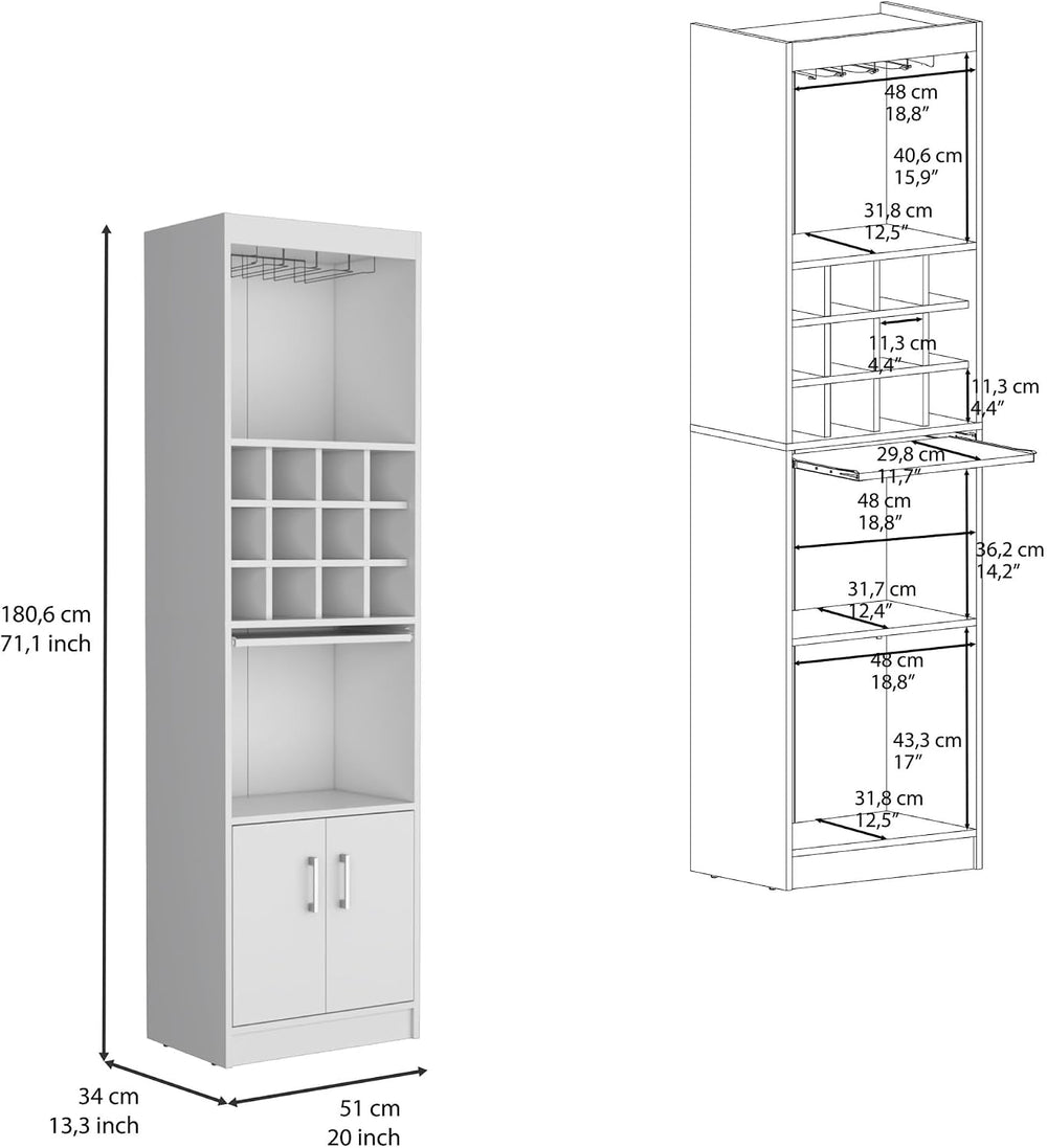 Modern Cabinet 5-Tier, Wine Cabinet with 5 Shelves, for Kitchen Living Room H...
