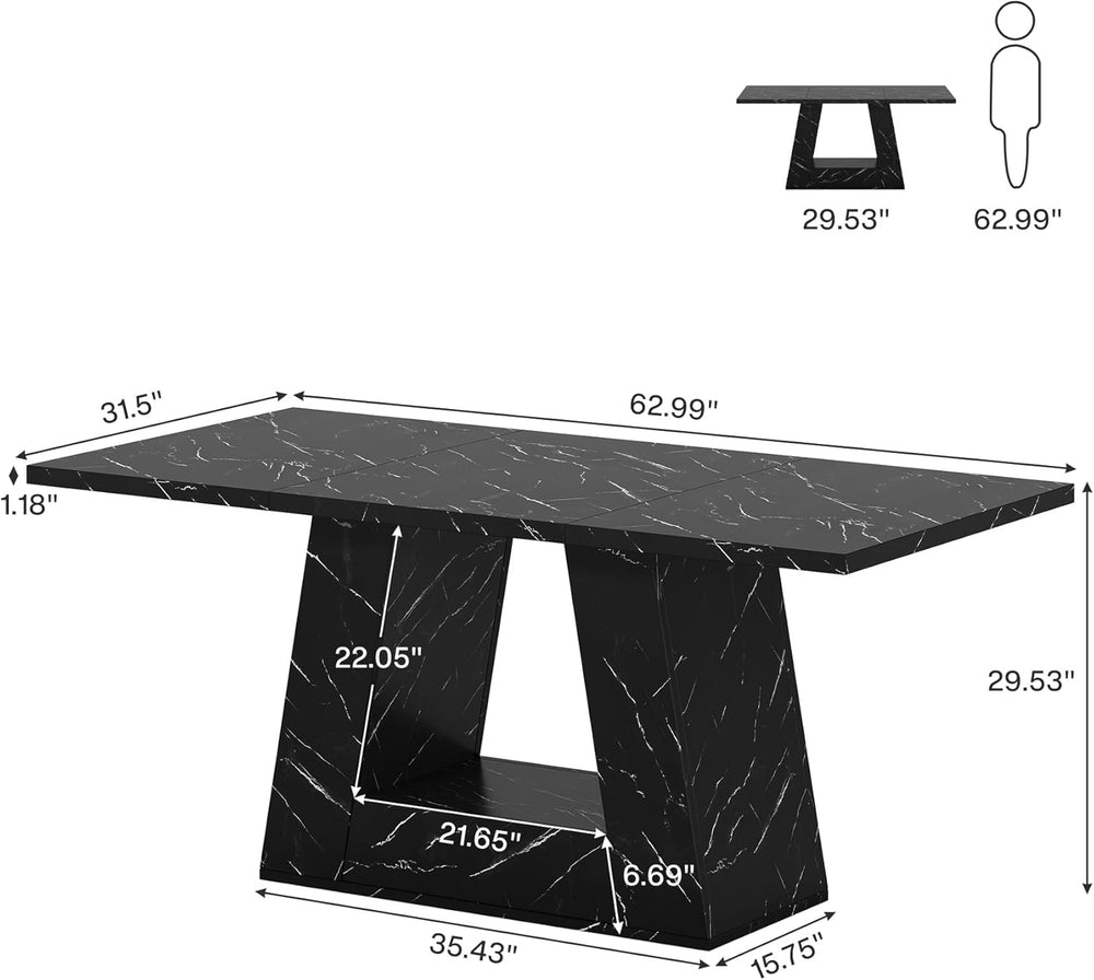 Tribesigns Dining Table for 4 to 6 People, 63" Rectangular Dining Room T...