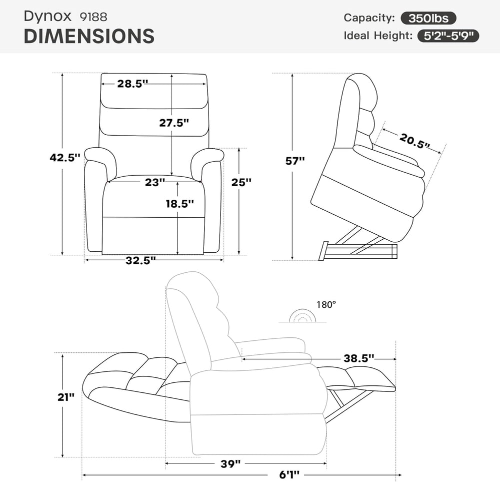 DYNOX Power Lift Recliner Chair for Elderly, Dual Motor Lay Flat Lift Chair w...