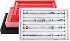 Valyria Velvet 7 Slots Ring Earrings Trays Showcase Display Jewelry Organizer (White PU Leather)
