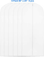 Simple Houseware 60-Inch Clear Garment Bags with Zipper, 6 Pack | for Suits, Dresses, Costumes, Uniforms