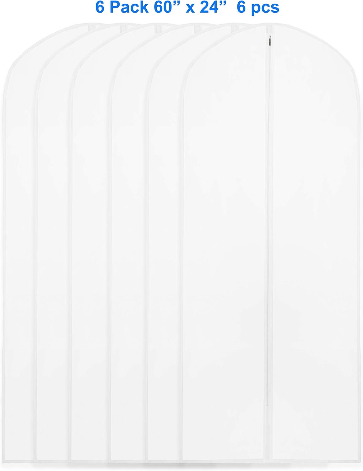 Simple Houseware 60-Inch Clear Garment Bags with Zipper, 6 Pack | for Suits, Dresses, Costumes, Uniforms
