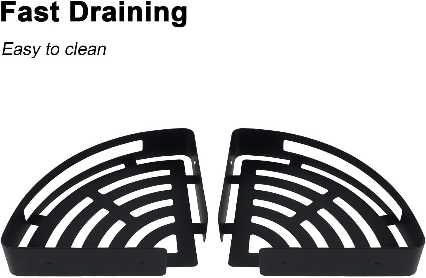 NearMoon Bathroom Shower Caddy 2 Pack, No Drill 304 Stainless Steel Shower Organizer with 2 Hooks (Corner Shelf, Matte Black)