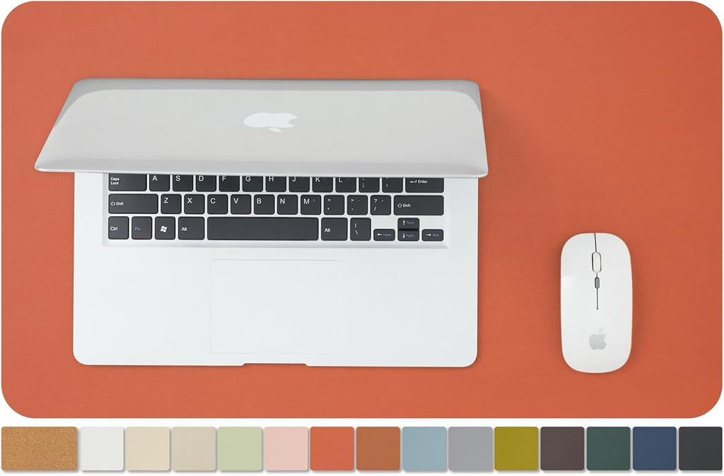 Cork Desk Mat - Small Dual-Sided Desk Pad for Office and Home - Desk Organization and Accessories - Ideal for Large Mouse Pad and Small Desk Mats on Top of Desks(Orange,23.6"x 13.8")