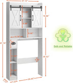 Vabches Over The Toilet Storage Cabinet, Farmhouse Storage Cabinet Over Toilet with Sliding Doors，Home Space-Saving Toilet Rack, for Bathroom, Restroom, Laundry