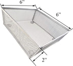 HAHIYO Stackable Mesh Tray Cup 6 x 6 x 2 inches Sturdy Container for Desk Drawer Organizer Collection for Home Office School kitchen Soft Foam Feet No Sharp Edges 2 Pack Silver