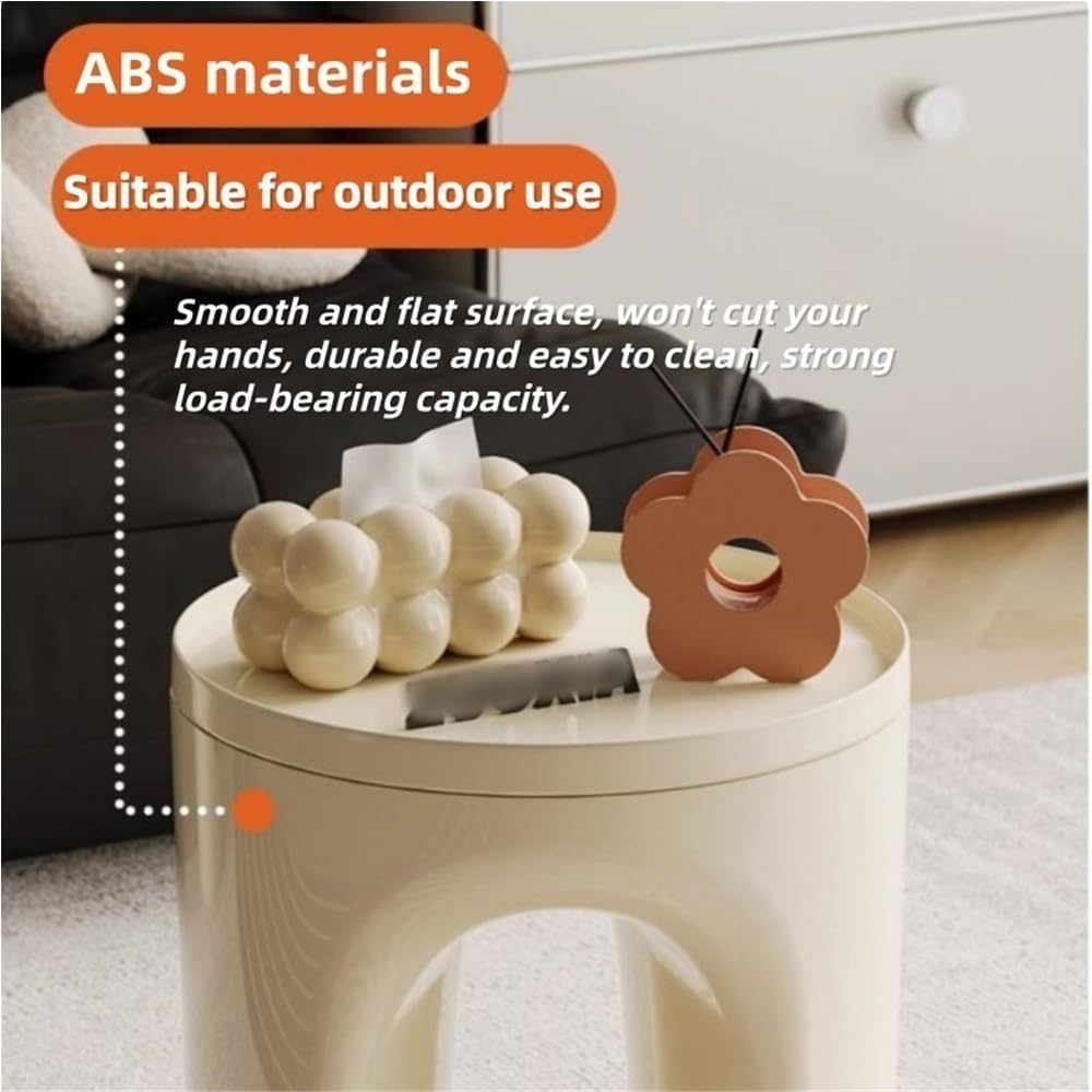 Small Round Plastic Side Tables, Modern and Minimalist Bedside Table, End Tab...