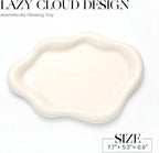 Ceramic White Jewelry Tray, Trinket Dish, Ring Dish, Room Funky Decor Aesthetic, Decorative Cloud Vanity Key Tray for Women, Ring Holder Dish, Cute Jewelry Plate Bowl Room Decor Aesthetic