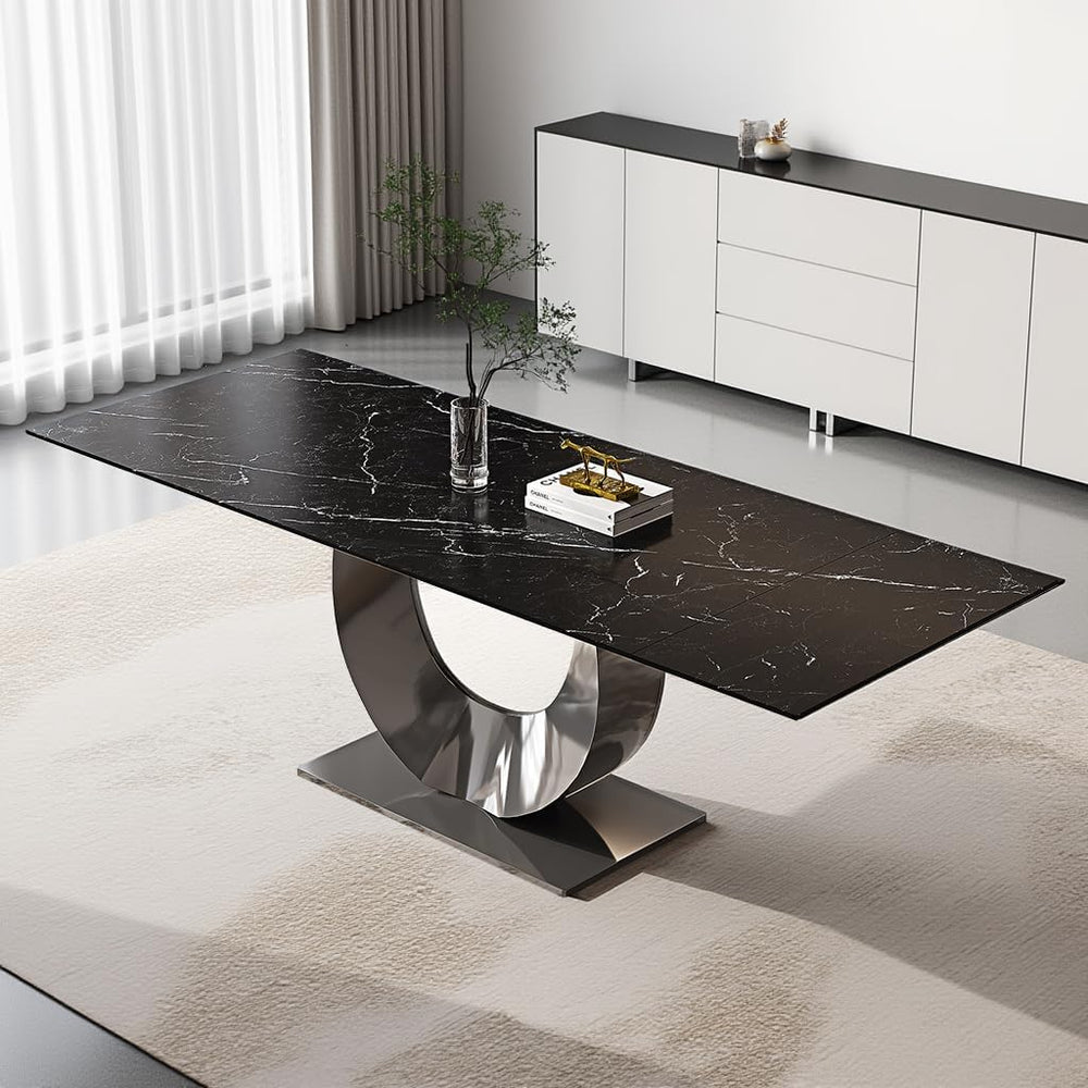 Modern Expandable Dining Table 62.99" to 94.48", 6-10" Marble ...