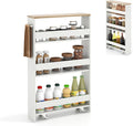 Slim Storage Cart, 4 Tier Rolling Storage Cabinet with 4 Universal Wheels, Convenient Handle, Narrow Laundry Cart for Small Space Bathroom Office