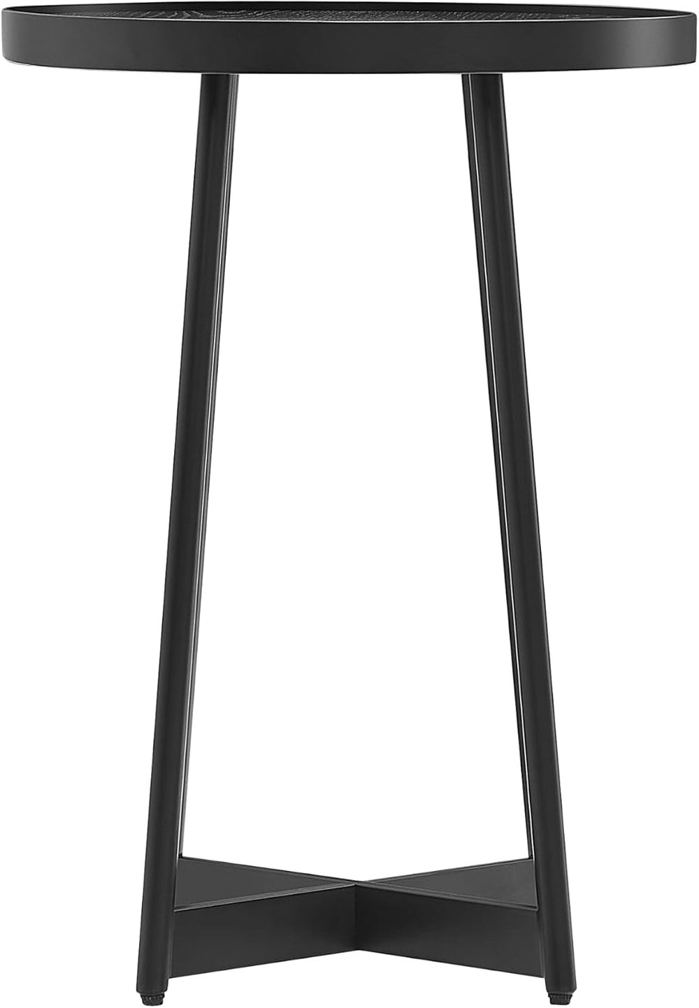Ranlo Modern Round Accent Table with Geometric Metal Legs in Black Finish