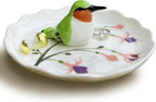 Hummingbird Ceramic Jewelry Tray– Fuchsia Holiday Trinket Plate for Rings, Earrings & Gifts Handmade Ceramic Jewelry Dish.Valentine's Day Mother's Day Any scenario