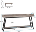 Tribesigns 70.9 inch Extra Long Console Table Behind Couch, Rustic Industrial Sofa Table for Living Room, Narrow Entryway Hallway Long Bar Table (Grey)