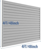 Slatwall Panel Garage Organizer PVC Slatwall Heavy Duty Wall Mounted Rack, Interlocking Slat Wall Panels for Tool Organization Peg Board(Grey 4 x 4 ft)