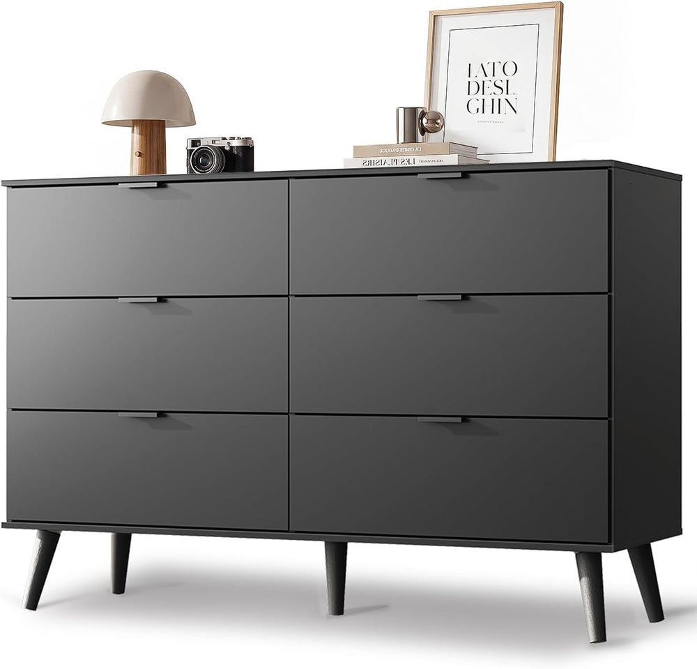 6-Drawer Moden TV Stand | Tall TV Console with Sturdy Metal Handles for Livin...