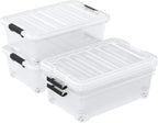 4 Packs 20 L Clear Plastic Underbed Storage Bins with Lids and Wheels, Plastic Storage Totes