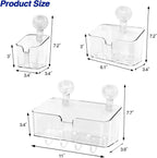 Clear Shower Caddy Suction Cup Shelf Organizer with Hooks Removable Shower Basket Light Luxury Style Punch-Free Dorm Wall Storage Rack for Kitchen Bathroom Set of 3