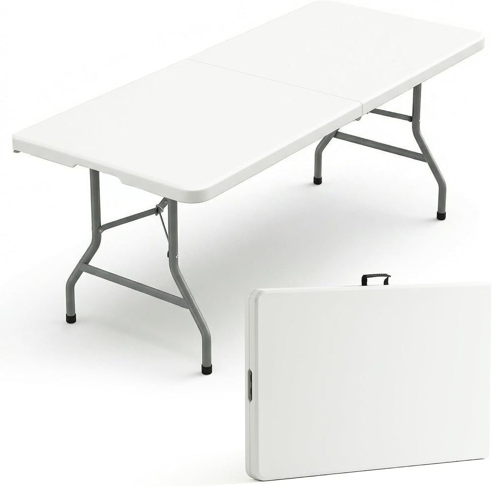 6 Foot Foldable Table with Built in Handle & Steel Legs