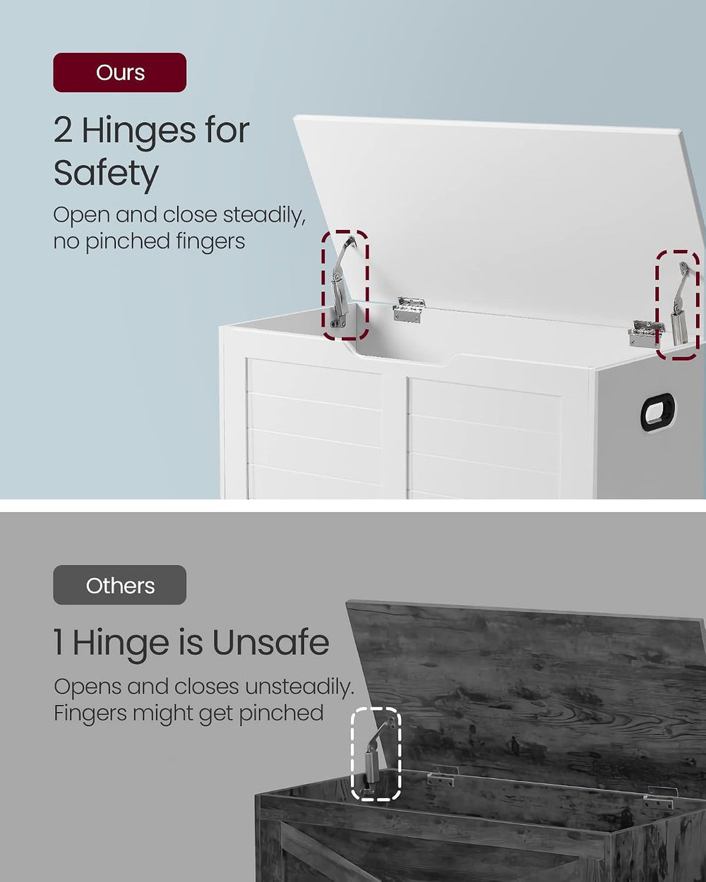 VASAGLE Storage Chest, 31.5 Inches Width Bench with 2 Safety Hinges | Farmhou...