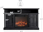 BELLEZE 48" TV Stand with 18" Electric Fireplace Heater, Modern TV Stand for TVs up to 50", Entertainment Media Stand with Open Shelves and Storage Cabinets for Living Room, Bedroom (Rustic Grey)