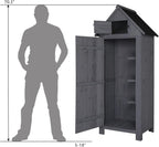 Outvita 70in Outdoor Storage Shed, Waterproof Wooden Garden Storage Cabinet with Lockable Door, Grey