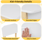 Olakids Kids Art Table and Chair Set, Wooden Multi Activity Desk with Roll Paper 2 Storage Shelves 4 Paint Cups, Toddler Furniture for Crafts Arts Playing Drawing