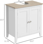kleankin Pedestal Sink Storage Cabinet, Under Sink Cabinet with U-Shape and Adjustable Internal Shelf, White