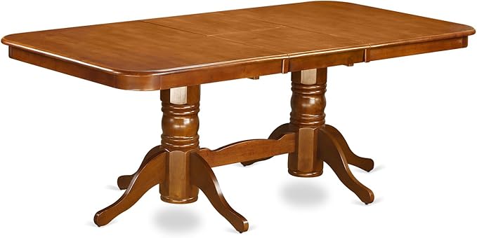 East West Furniture NANA9-SBR-C 9 Piece Kitchen Table Set Includes a Rectangle Dining Table with Butterfly Leaf and 8 Linen Fabric Dining Room Chairs, 40x78 Inch, Saddle Brown