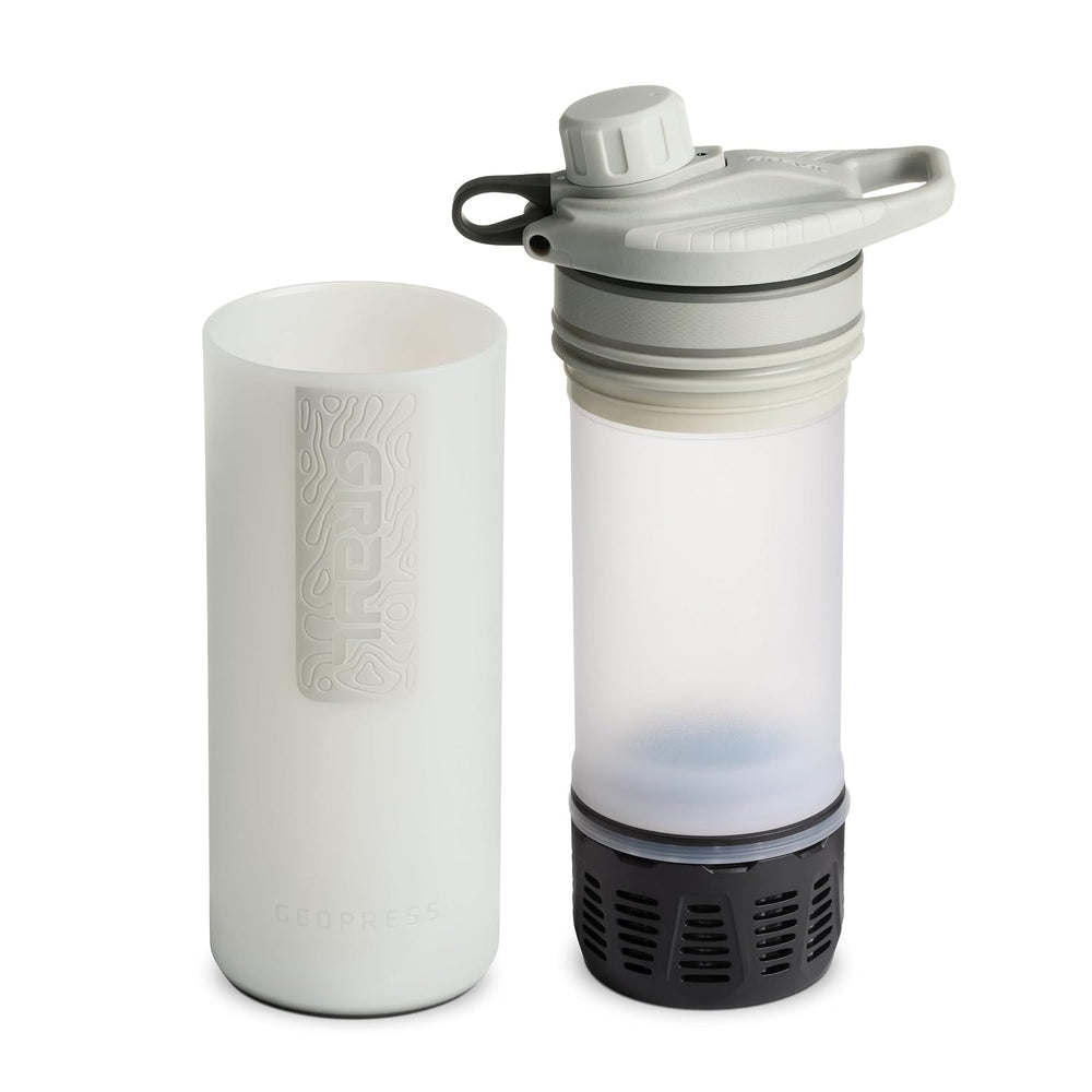 GRAYL GeoPress 24 oz Water Purifier & Water Filter Bottle, Peak White