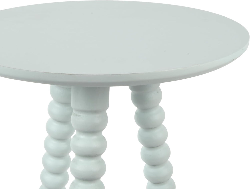 Silverwood Allison Compact Round Accent Table with Turned Legs, Ice Blue, 14&...