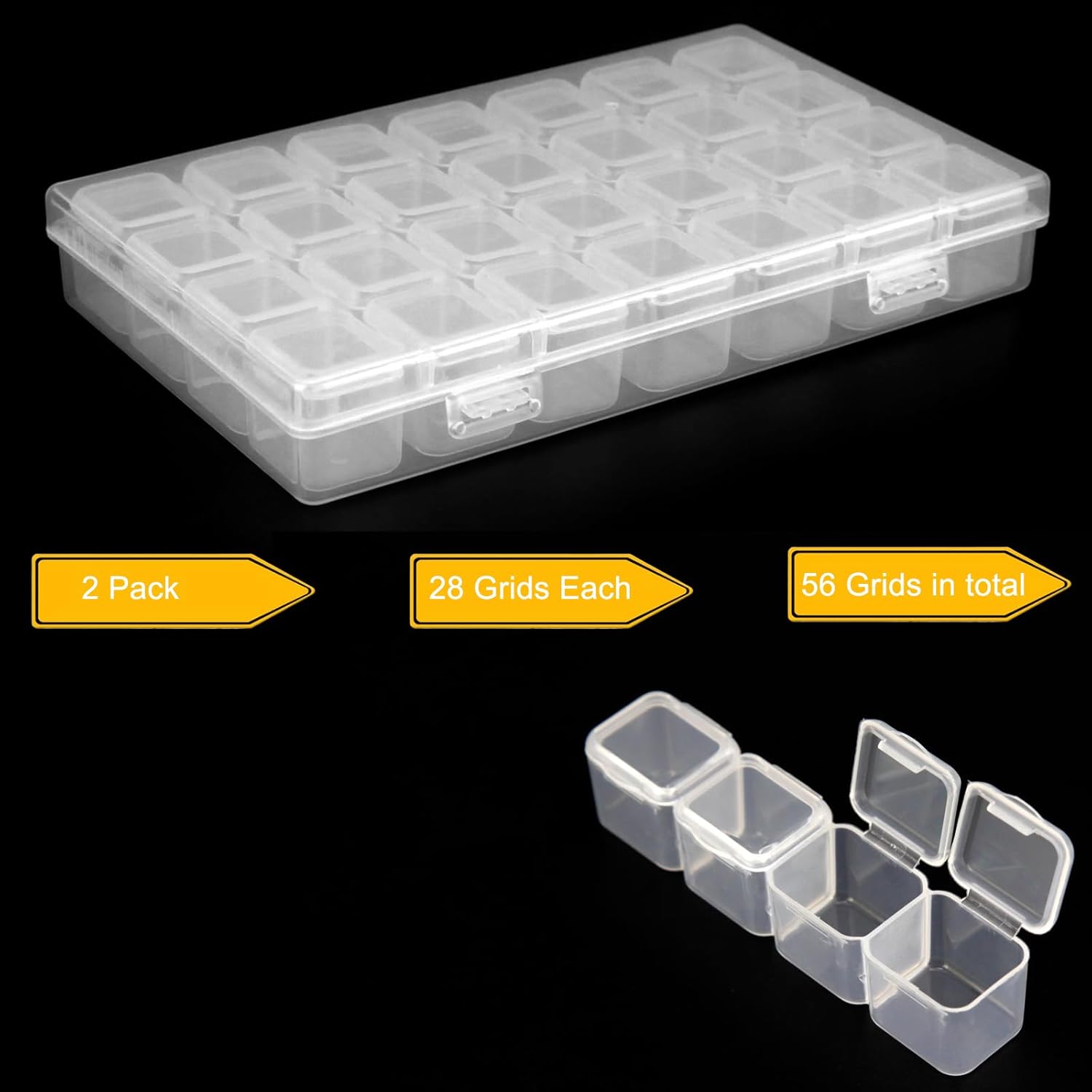 Guyuyii 56 Slots Diamond Painting Storage - 2 Pack 28 Grids diamond art organizer for Bead Storage, Craft Supply, Small Item, and Jewelry Organization