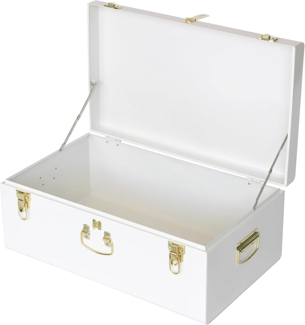 Vixdonos Large Metal Trunk Decorative Storage Box College Dorm Chest with Handle