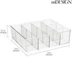 mDesign Plastic 12 Compartment Divided Drawer and Closet Storage Bin - Organizer for Scarves, Socks, Ties Bras, and Underwear - Dress Drawer Organizer, Shelf Organization - Clear