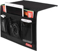 Bedside Storage Organizer - Table Cabinet Organizer Caddy for Remotes, Phone, Glasses (Classic 4 Pockets - Black)