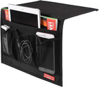 Bedside Storage Organizer - Table Cabinet Organizer Caddy for Remotes, Phone, Glasses (Classic 4 Pockets - Black)