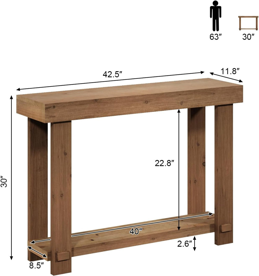 42.5" Solid Wood Console Table, Small Farmhouse Entryway Table | with St...