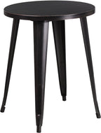 Flash Furniture Commercial Grade 24" Round Black-Antique Gold Metal Indoor-Outdoor Table Set with 2 Cafe Chairs
