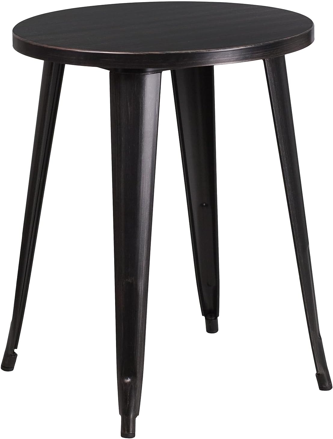 Flash Furniture Commercial Grade 24" Round Black-Antique Gold Metal Indoor-Outdoor Table Set with 2 Cafe Chairs
