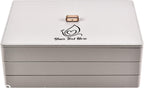 Shanik Stackable Jewelry Tray Organizers, 3 Pc. Set, Cute Designer Storage with Soft Velvet Surfaces to Protect Rings, Necklaces, Bands, and Earrings, Custom Display, Large Capacity, Grey
