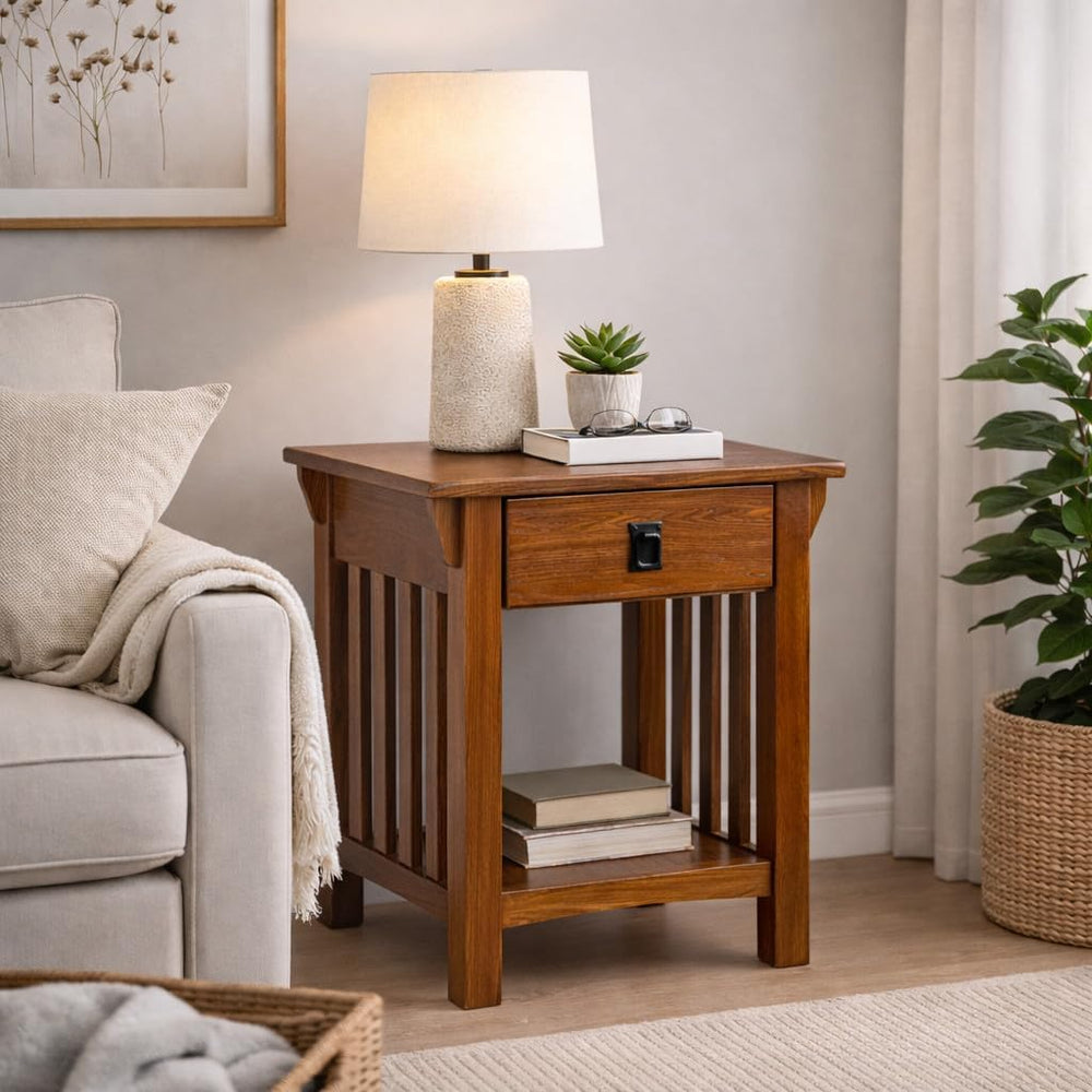 Leick Home Mission End Table, 22", Medium Oak