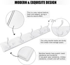 Wooden Coat Rack, Wall-Mounted Organizer for Closet, Entryway, Hallway, Foyer, Bedroom, Heavy Duty Double Hooks for Hanging Towels, Bags, Hats, Jackets, Key (White, 5 Hooks)
