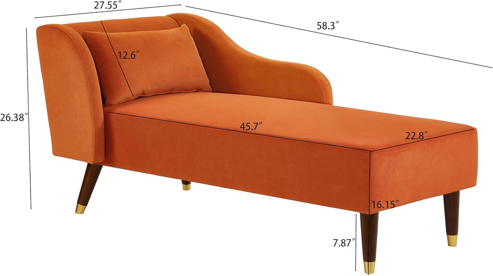 Bellemave Chaise Lounge Indoor, Velvet Upholstered Lounge Chair with Pillow, ...