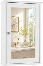 Bonnlo White Mirrored Medicine Cabinet, Wall Mounted Bathroom Storage Cabinet with Mirror Door, Adjustable Shelves & Magnetic Closure, Small Bathroom Organizer for Over Toilet or Sink