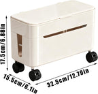 Cord Management Box, Wire Storage with Wheels and Tabletop Charger Organizer, Cable Storage Solution for Home, Office, Dormitory, Gaming Setup, TV Stand, Computer Desk, Tech Enthusiasts, Renters