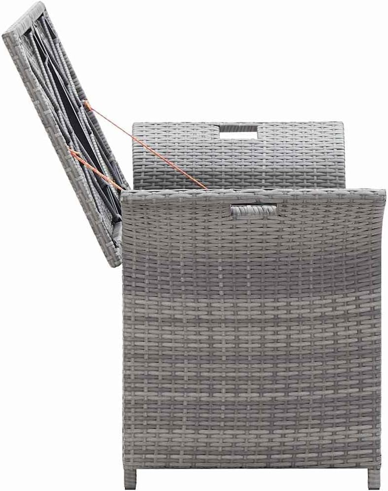 Poly Rattan Patio Storage Bench with Cushion, 54.3" Waterproof PE Outdoo...