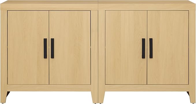 WAMPAT Farmhouse TV Stand for TVs up to 65 Inch, Rustic Wood Entertainment Center & Media Console with 4 Storage Doors, Accent Cabinet for Living Room, Hallway, Rustic Oak
