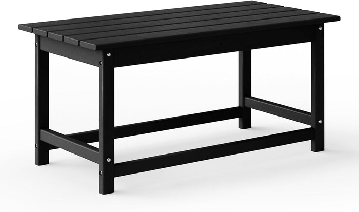 WestinTrends Malibu Outdoor Poly Lumber Coffee Table, 35.25" x 17.5", Black