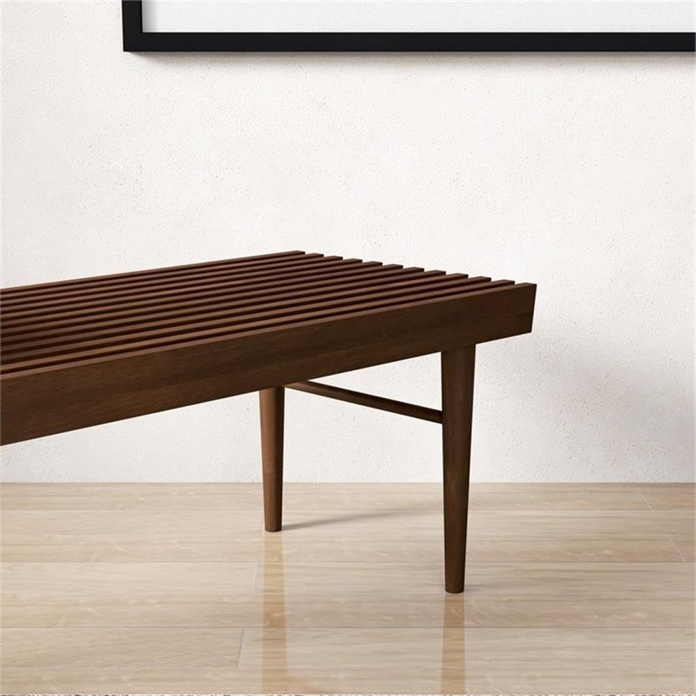 Pemberly Row 47" Mid Century Modern Rectangle Felicity Brown Teak Wood B...